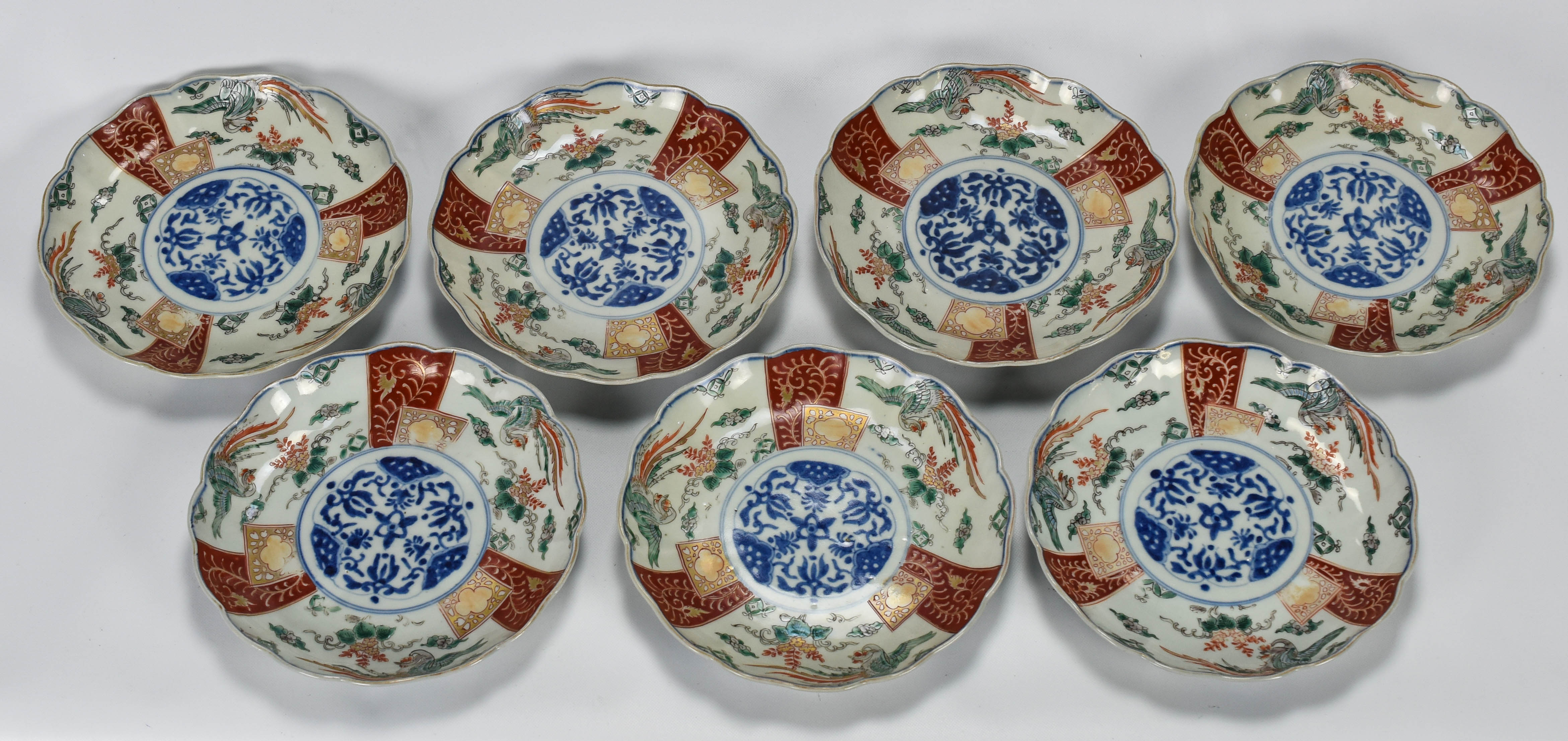 Seven Antique 19thC Japanese Imari Porcelain Plates